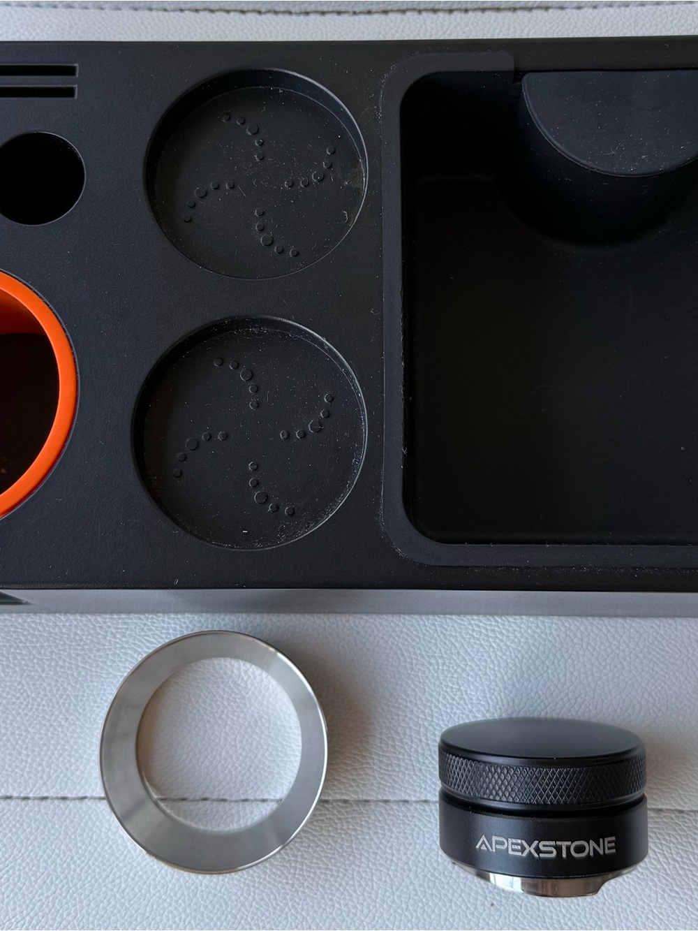 Black Espresso Tamping Station Organizer Pad for Countertop